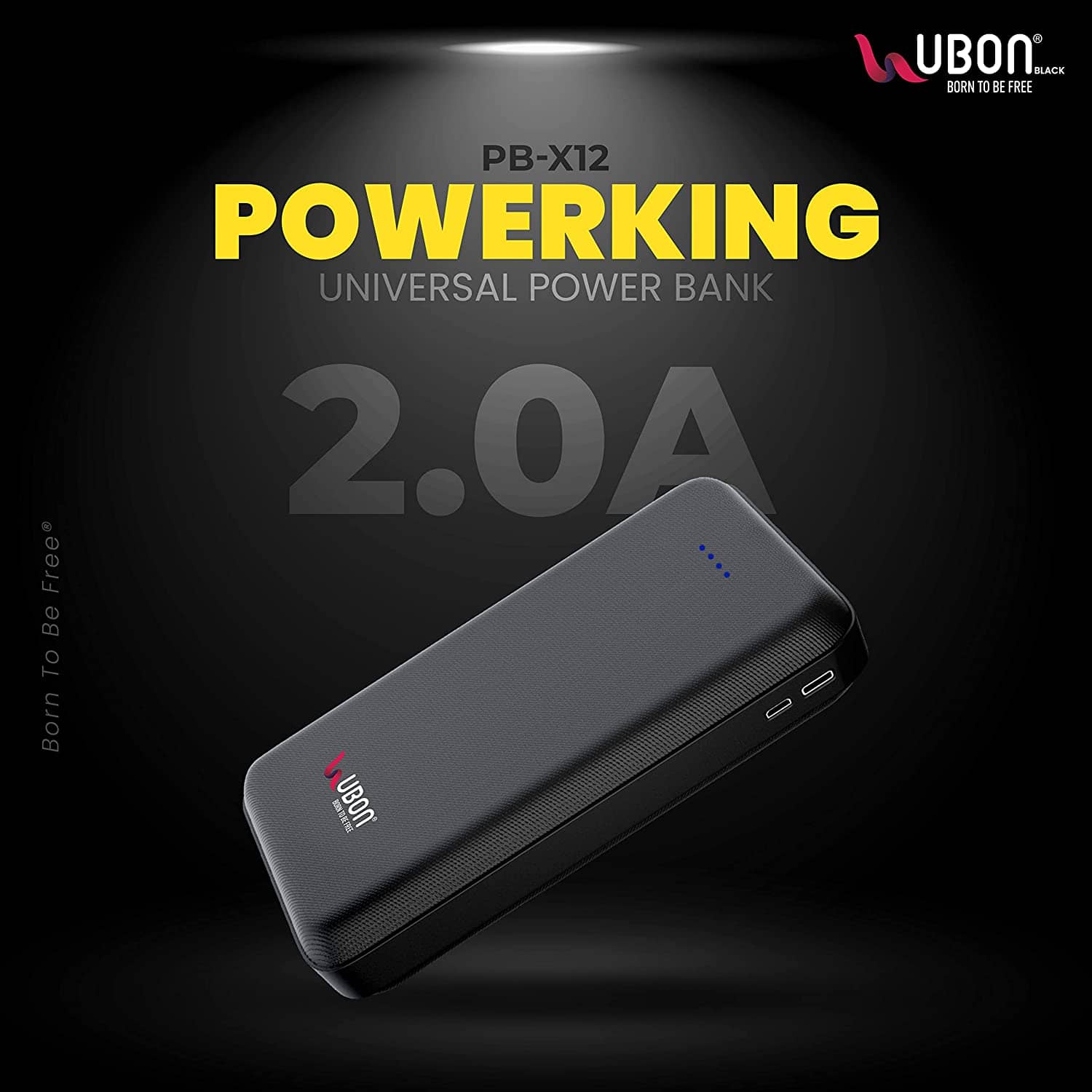 UBON PB-X12 Power King, 10000mAh Li-Polymer 10W Power Bank with 2.0A  Inbuilt 3 in 1 Micro USB, Type-C & Lightning Cables, Proudly Made in India,  Universal Compatibility (Black) - QualiCorp Gifts Services